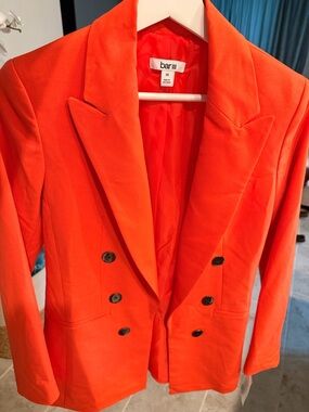 Bar III Orange Double-Breasted Blazer